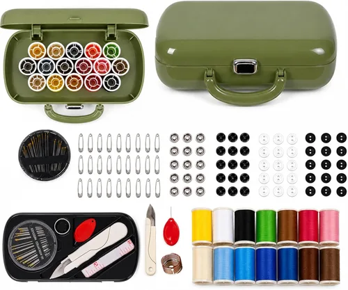 Miniatura 8 de WANSHUNLMI Kit de Proyecto de Costura, Kit de Reparación de Costura Familiar de Viaje de 140 Piezas, Kit de Costura Pequeño Portátil para Viajero