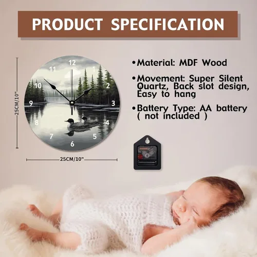 Miniatura 7 de Loon - Reloj de pared rústico de madera de estilo chic de 10 pulgadas, silencioso, sin tictac, funciona con pilas, para sala de estar, dormitorio
