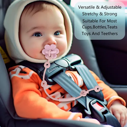 Miniatura 2 de Correas de juguete para bebé, clips de silicona para chupete, correas ajustables de silicona para cochecitos, silla alta, cunas, cestas colgantes