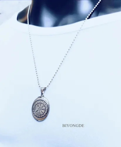 Miniatura 4 de Colgante de símbolo de lobo vikingo nórdico Vegvisir Mjolnir brújula para hombre, protección de fe, medallón guía amuleto, acero, joyería nórdica