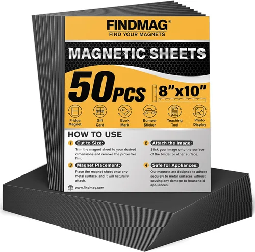 Miniatura 8 de FINDMAG Hojas adhesivas magnéticas, paquete de 6 tiras magnéticas flexibles de 5 x 7 pulgadas con respaldo autoadhesivo, hojas para cortar