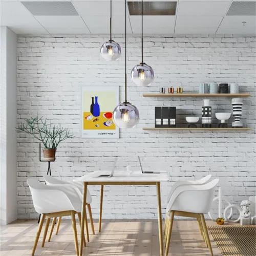 Miniatura 7 de KCO Iluminación Moderna Lámpara Colgante de 3 Luces con Globo de Vidrio Gradiente en Plata, Luminaria de Techo con Cordón Ajustable, Candelabro