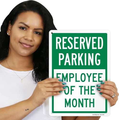 Miniatura 2 de SmartSign Letrero de estacionamiento reservado de empleado del mes verde/blanco, 10 x 14 pulgadas, aluminio laminado inoxidable de 40 mil, fabricado