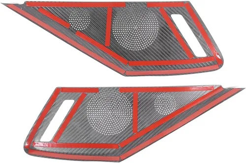 Miniatura 7 de Cubierta de altavoz de puerta lateral de automóvil compatible con Chevrolet Corvette C8 2LT 3LT 2020-2023 fibra de carbono real, 2 piezas, Negro