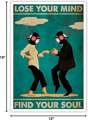 Miniatura 8 de Pósteres vintage de música y baile de película con texto en inglés "Lose Your Mind Find Your Soul", arte de pared con citas inspiradoras Multi 03