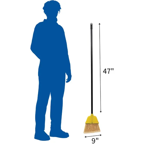 Miniatura 7 de Escoba de ángulo con cerdas de alto rendimiento, 9 pulgadas de ancho, amarillo, Amarillo, 1