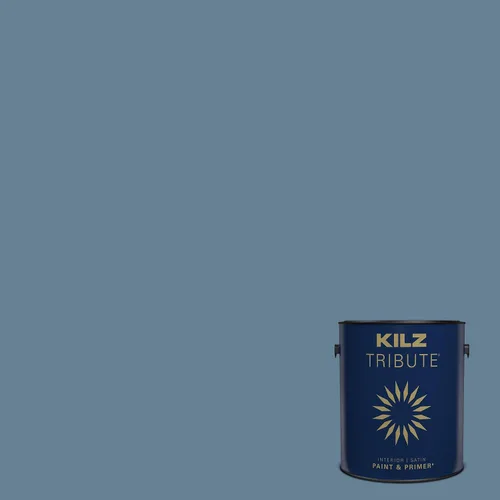 Miniatura 54 de KILZ TRIBUTE Pintura e imprimación, para interiores, semibrillante, Vintage Indigo, 1 galón Índigo Victoria