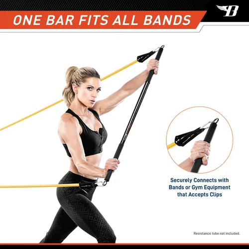 Miniatura 5 de BIONIC BODY Barra recta de entrenamiento de resistencia ligera de 36 pulgadas - Se adapta a todas las bandas de resistencia/accesorios