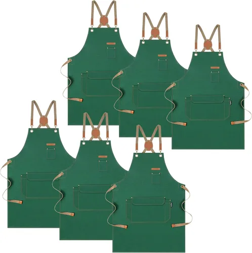 Miniatura 13 de Delantal de chef con correas cruzadas en la espalda para hombres y mujeres, delantal de lona de algodón para pintura de artistas, cocina