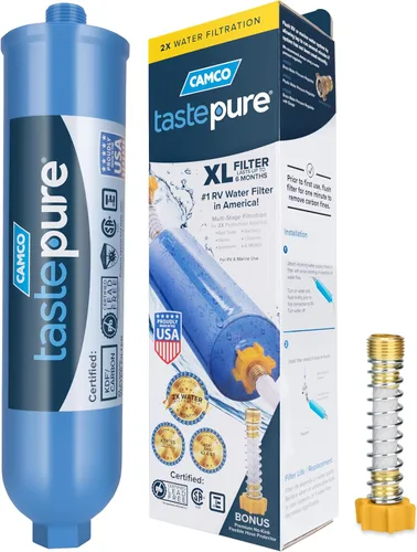 Miniatura 9 de Camco Tastepure - Filtro de agua para autocaravana, filtro de agua avanzado en línea con protector de manguera flexible, filtración GAC y KDF