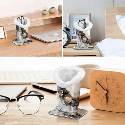 Miniatura 24 de Fintie Soporte para anteojos forrado de felpa con base magnética, estuche de cuero vegano prémium para lentes