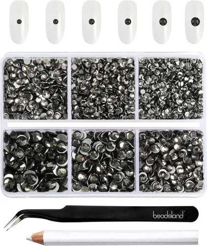Miniatura 13 de BEADSLAND 4300 piezas de diamantes de imitación con parte plana, diamantes de imitación transparentes para uñas, gemas de cristal redondas