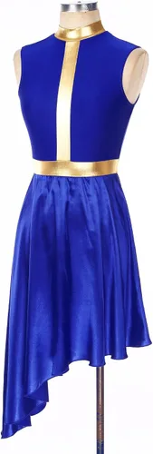 Miniatura 2 de Vestido de baile de alabanza metálico para mujer, superpuestas, túnicas asimétricas, falda de satén, disfraz litúrgico de adoración lírica