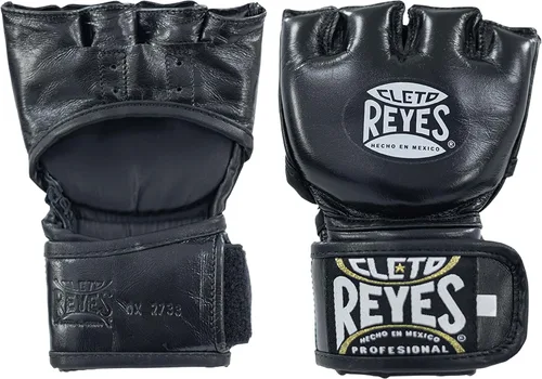 CLETO REYES Black Mamba MMA - Guantes de lucha de boxeo para hombres y mujeres, piel de vaca, sin pulgar, color negro
