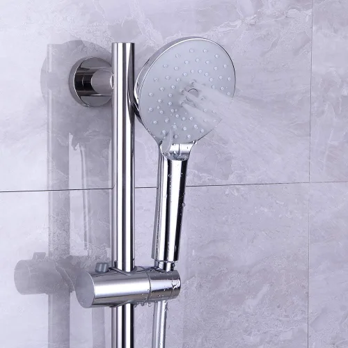 Miniatura 8 de Barra de diapositiva de ducha con tres funciones de masaje de mano cabezal de ducha ajustable SUS 304 acero inoxidable pulido D500011C Cromado