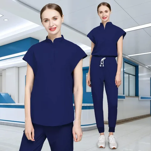 Miniatura 2 de niaahinn Unsex - Conjunto de traje médico para mujer, cuello en V y pierna recta, pantalones con cordón, uniformes de enfermería para hombres