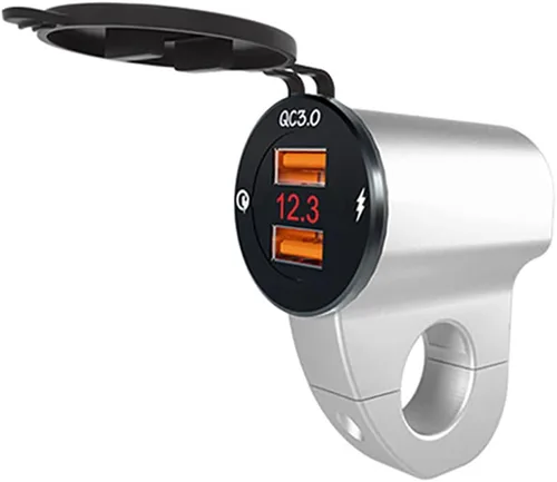 Miniatura 10 de Riloer Impermeable 12V motocicleta QC3.0 Dual USB cargador puertos adaptador de corriente con voltímetro digital para teléfonos inteligentes