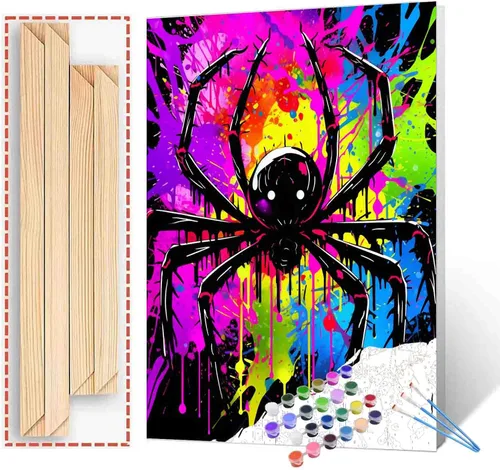 Miniatura 14 de Tucocoo Kits de pintura de búho de graffiti por números con pinceles y pigmento acrílico sobre lienzo para adultos, imagen de estilo colorido