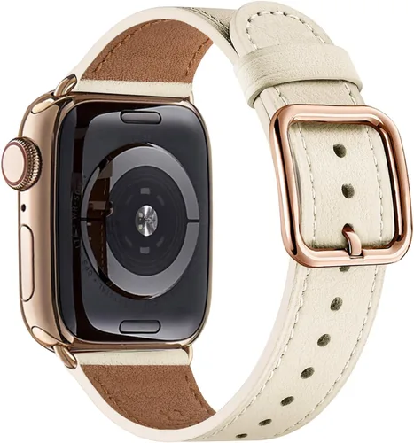 Miniatura 19 de MNBVCXZ Correas de cuero compatibles con Apple Watch para mujeres, correa de repuesto genuina para iWatch Series 11 10 9 8 7 6 5 4 3 2 1 SE 3 SE 2