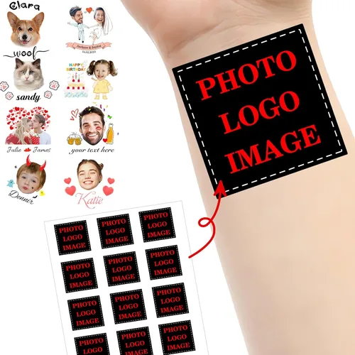 Miniatura 18 de Tatuajes personalizados temporales personalizados temporales con nombre, logotipo, foto facial para adultos, boda, cumpleaños, San Valentín