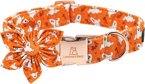 Miniatura 8 de Collares de perro Lionheart glory de Halloween con flores, collar de calavera con flores, collar para mascotas niña y niño, collar de perro flor