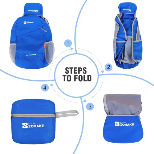 Miniatura 6 de ZOMAKE Mochila ligera y plegable, mochila pequeña para senderismo, resistente al agua, bolsa de día para viajes (azul oscuro)