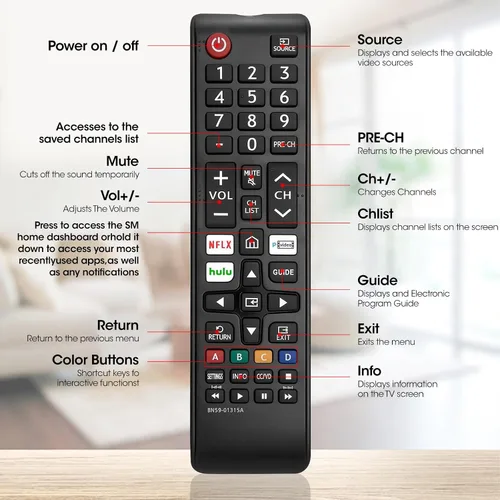 Miniatura 5 de Paquete de 3 controles remotos para todos los TV Samsung, reemplazo compatible con todos los televisores inteligentes Samsung, LCD, LED, 3D, HDTV