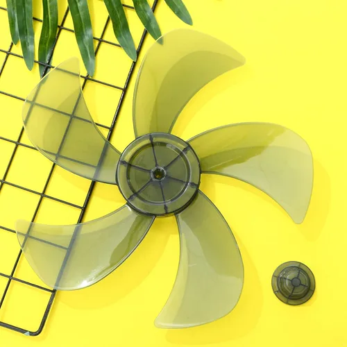 Miniatura 2 de Hoja de ventilador silenciosa de plástico universal con cubierta de tuerca de repuesto para ventilador de pie ventilador de mesa gris #3 10 pulgadas