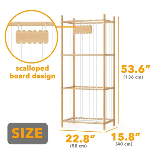 Miniatura 4 de SpaceAid Organizador de almacenamiento de animales de peluche, soporte de almacenamiento de juguetes de zoológico de animales de madera, jaula
