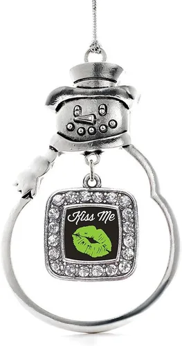 Miniatura 204 de Inspired Silver - Adorno de rodillo de reina - Adorno cuadrado de plata con muñeco de nieve con joyas de circonita cúbica