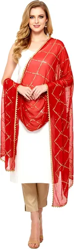 Miniatura 8 de Chandrakala Dupatta de gasa para mujer, chal bufanda envolvente Chunni (D238-P)