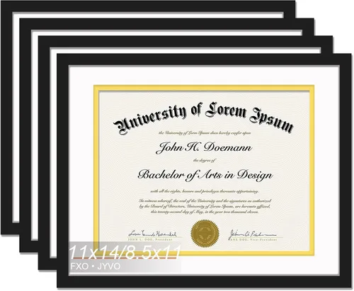 Miniatura 12 de Fxojyvo Marco de diploma negro 11x14, marco para documentos 8,5 x 11 con alfombrilla o 11 x 14 sin alfombrilla, marco para certificado