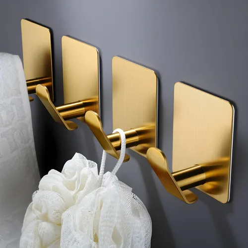 Miniatura 31 de DELITON Paquete de 4 ganchos adhesivos para toallas - Blancos, ganchos autoadhesivos resistentes para pegar en la pared, para colgar batas, abrigos