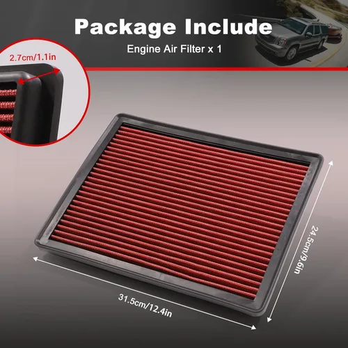 Miniatura 6 de Filtro de aire del motor de alto flujo, aumenta la potencia y el remolque, lavable, filtro de aire Nikimotorsport compatible con Chevy/GMC/Cadillac