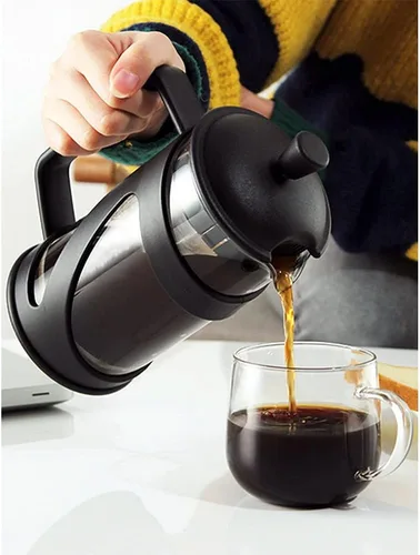 Miniatura 5 de YUANBOO Cafetera de prensa francesa, vidrio de prensa francesa de 20 onzas, prensa de café de vidrio borosilicato grueso con 3 pantallas de filtro