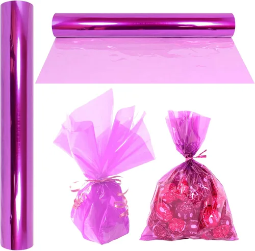 AnapoliZ Rollo de celofán para envolver lavanda, 100 pies de largo x 16 pulgadas de ancho, lavanda transparente de 2.3 mil de grosor, para regalos,