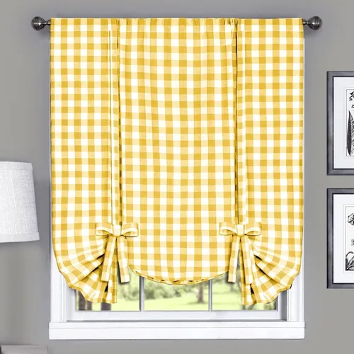 Miniatura 18 de Achim Home Furnishings - Cortina de ventana a cuadros de un solo paño, 42 x 63 pulgadas, blanca y negra