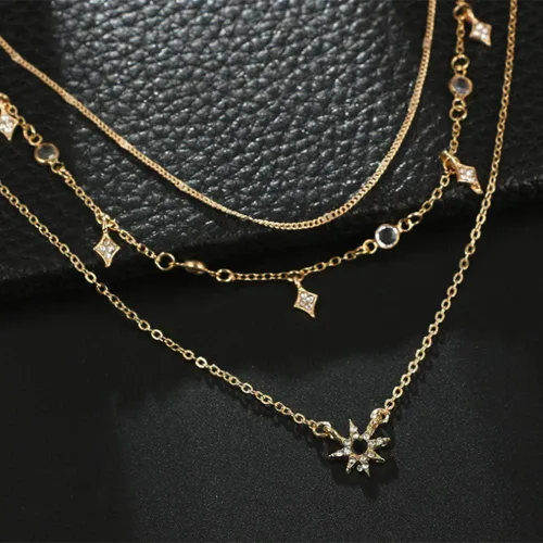 Miniatura 6 de Collar dorado con estrella solar para mujer, collares de moda para mujeres hermosas, Metal