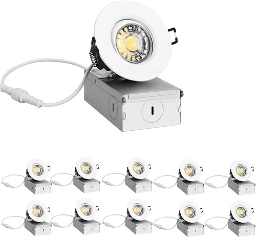 Miniatura 16 de ZYC Iluminación LED empotrable pequeña de 2 pulgadas, paquete de 6 unidades, cardán empotrado negro sin lata, foco giratorio limitado, regulable, 5