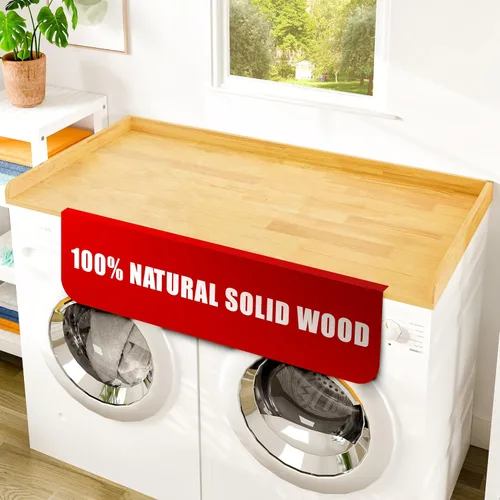 Miniatura 7 de Avana Encimera de lavadora y secadora de madera maciza 100% natural, encimera de lavandería de pino negro con bordes elevados, encimera de 54 x 27.5