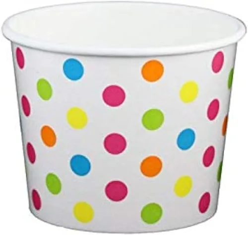 Miniatura 11 de Worlds Copas de papel para helado de papel con lunares, tazas de yogur de 12 onzas, mezcla de 50