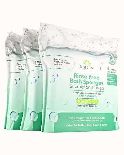 Nurture Valley Toallitas de baño de esponja – Paños de lavado grandes desechables para adultos, personas mayores, postrados en cama, cuidado en el