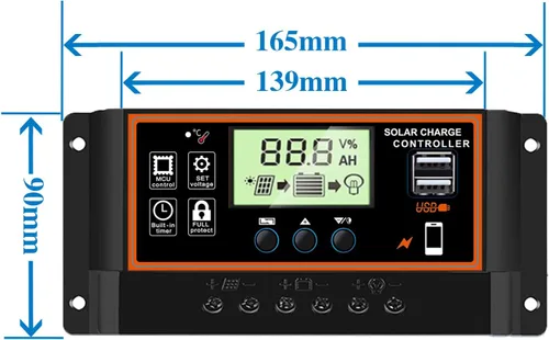 Miniatura 2 de Controlador de carga solar 60A, 12V/24V, pantalla LCD, parámetro ajustable, ajuste del temporizador, USB, regulador de carga automática (negro)