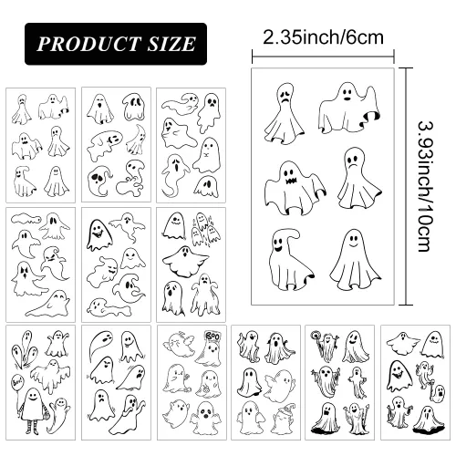 Miniatura 4 de 70 piezas de tatuajes temporales de Halloween que brillan en la oscuridad para niños, monstruo fantasma luminoso negro para niños, calcomanías