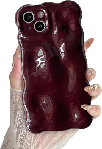 Miniatura 69 de XIZYO Funda para iPhone 13 de 6.1 pulgadas, bonito patrón de ondas, estético, 3D, rizado, ondulado, chapado en purpurina, para mujeres y niñas, Azul