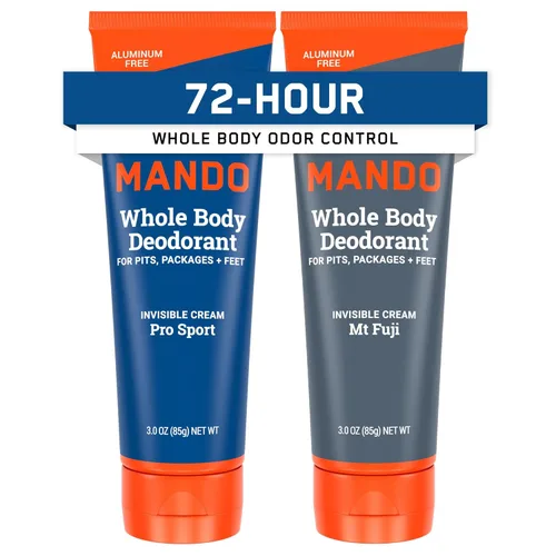 Miniatura 13 de Mando Desodorante para todo el cuerpo para hombres, crema invisible, control de olores de 72 horas, sin aluminio, sin bicarbonato de sodio, seguro