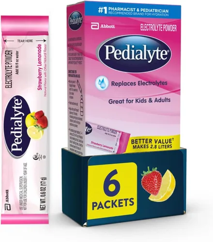 Miniatura 13 de Pedialyte Paquetes de polvo de electrolitos, naranja, bebida de hidratación, 100 paquetes de polvo de una sola porción