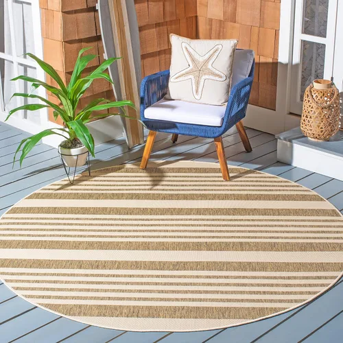 Miniatura 110 de SAFAVIEH Courtyard Collection - Alfombra decorativa, 2.3 x 5 pies, beige y verde oscuro, para interior/exterior, resistente a la intemperie