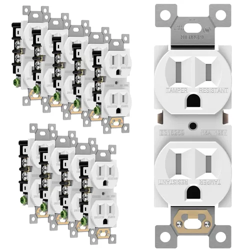 Miniatura 9 de ENERLITES Toma de corriente dúplex, tomacorrientes eléctricos de pared resistentes a manipulaciones, grado residencial, 3 cables, autoconexión a