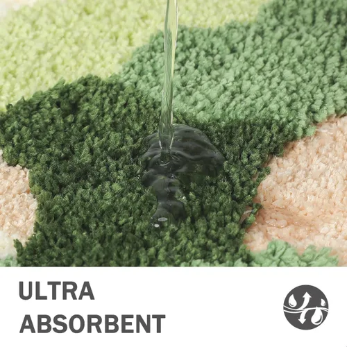Miniatura 5 de Alfombra de baño de musgo, ultra suave, absorbente de hojas, alfombra de ducha de musgo, alfombra de área antideslizante para dormitorio, alfombra
